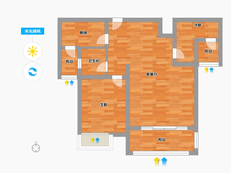 重庆-重庆市-琅樾江山39号楼57m²-56.99-户型库-采光通风