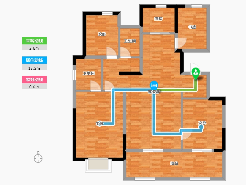 陕西省-西安市-绿城西安全运村甘棠苑24号楼133㎡-107.86-户型库-动静线