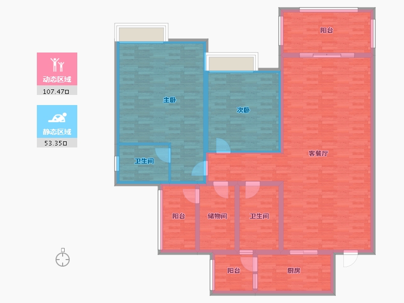 重庆-重庆市-琅樾江山39号楼78m²-145.53-户型库-动静分区