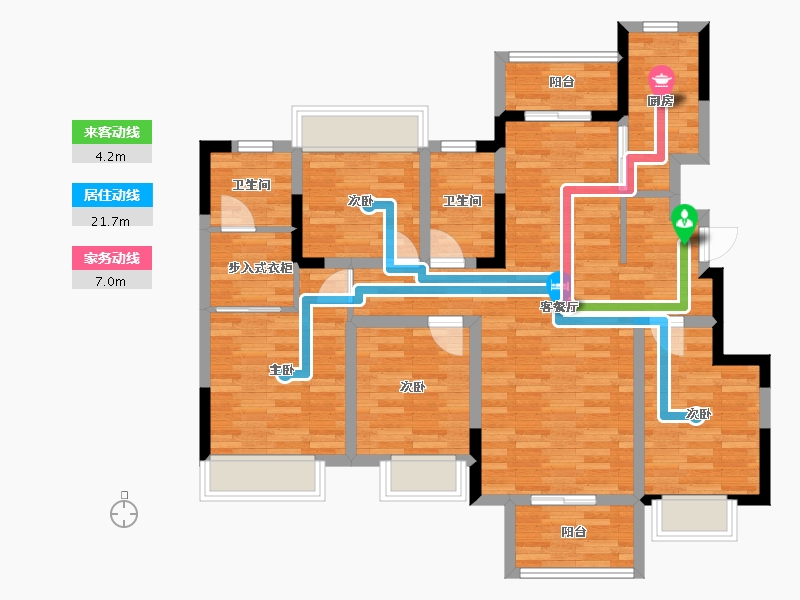 重庆-重庆市-远洋山水赋3号楼套内101m²-101.00-户型库-动静线