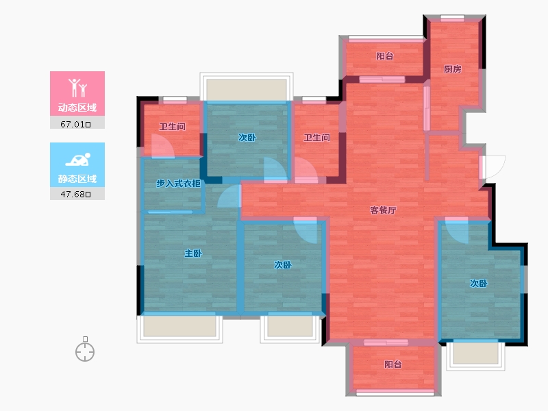 重庆-重庆市-远洋山水赋3号楼套内101m²-101.00-户型库-动静分区