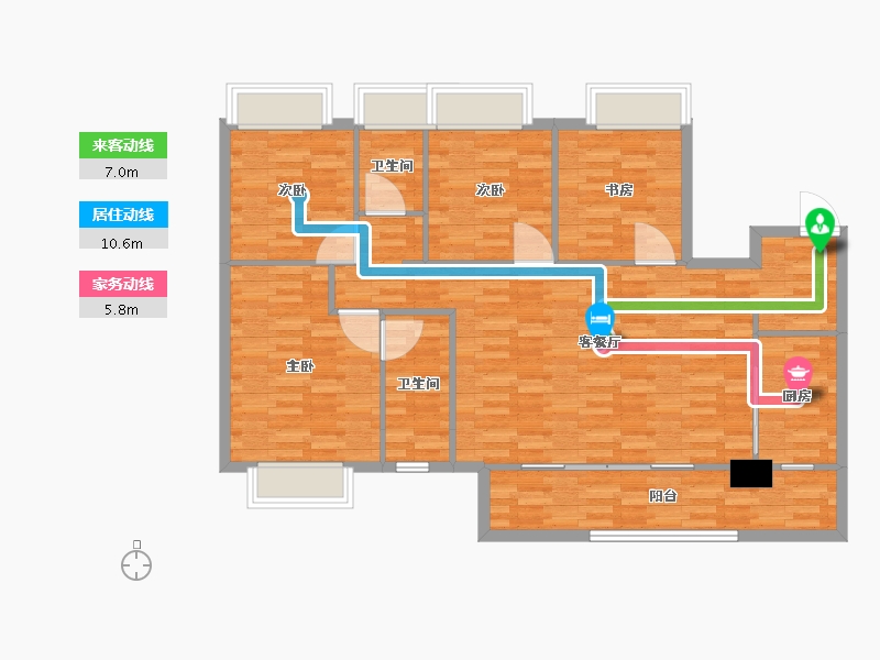 重庆-重庆市-远洋朗基枫桦四季4号楼套内115m²-110.00-户型库-动静线