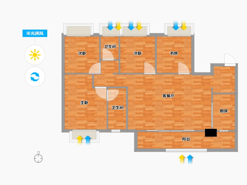 重庆-重庆市-远洋朗基枫桦四季4号楼套内115m²-110.00-户型库-采光通风