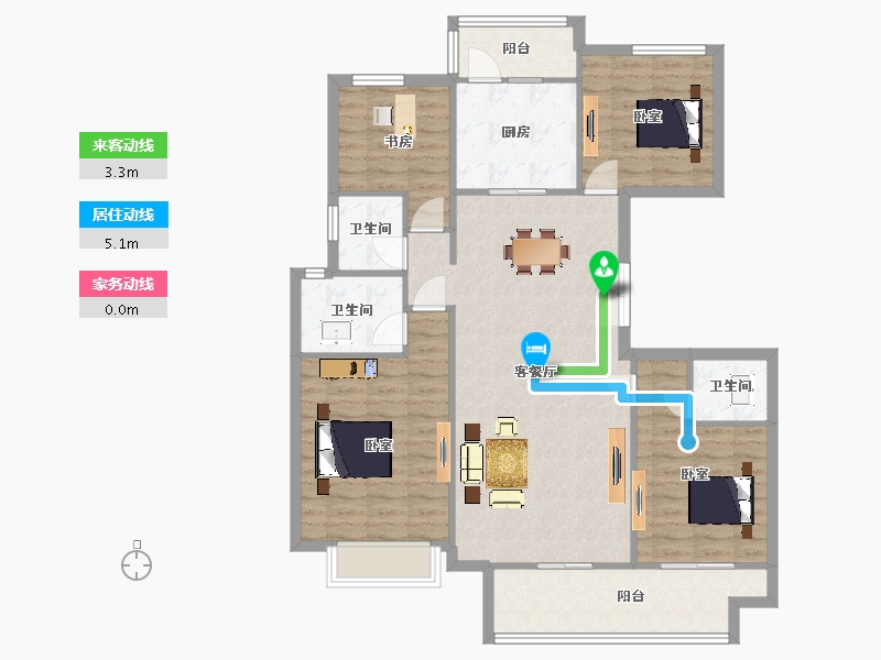 陕西省-西安市-沣水云间141㎡-110.90-户型库-动静线