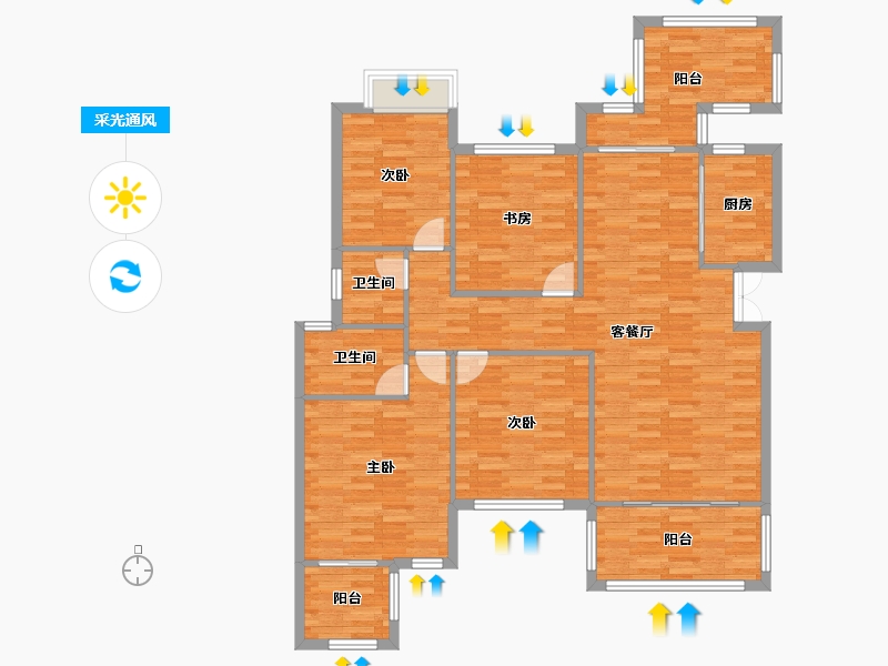 重庆-重庆市-琅樾江山121m²-124.93-户型库-采光通风