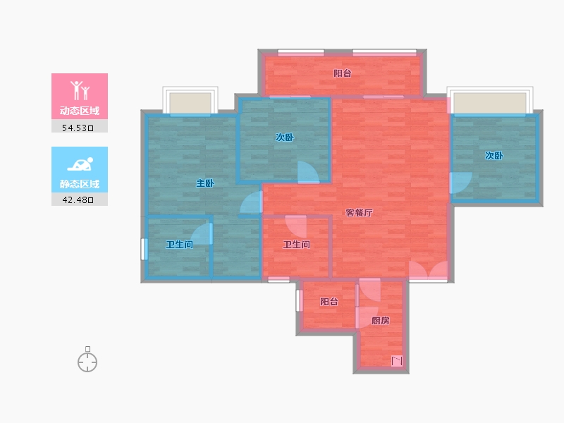 重庆-重庆市-渝开发格莱美城套内88m²-88.01-户型库-动静分区