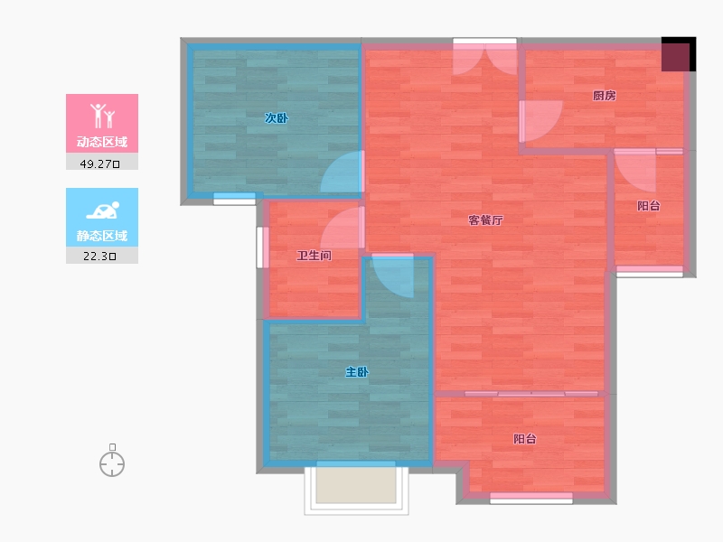 重庆-重庆市-渝开发格莱美城套内65m²-65.00-户型库-动静分区