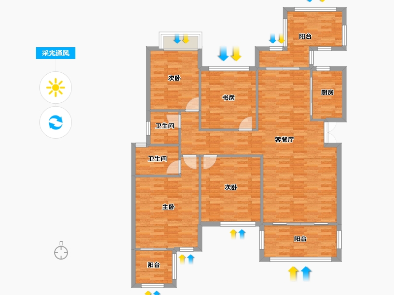 重庆-重庆市-琅樾江山121m²-127.40-户型库-采光通风