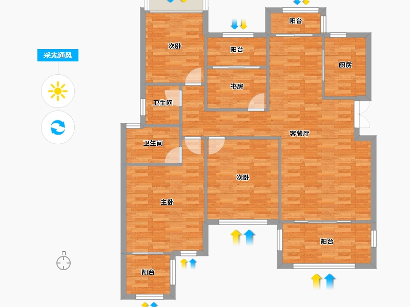 重庆-重庆市-琅樾江山116m²-118.60-户型库-采光通风