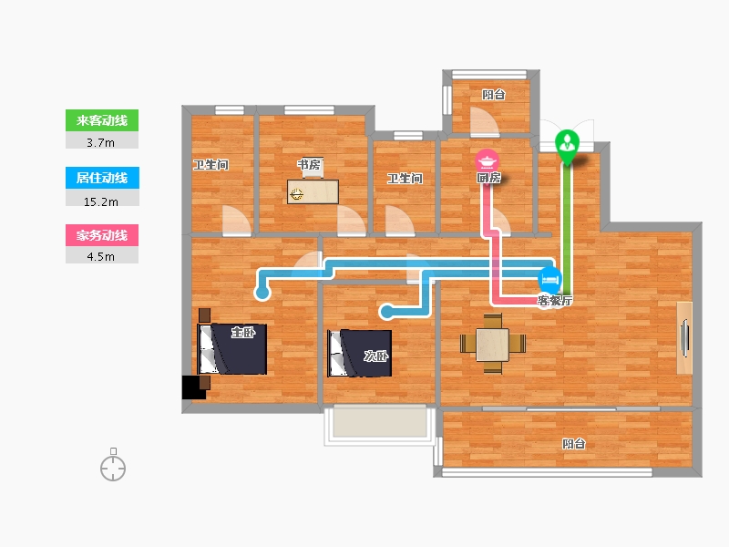 陕西省-西安市-招商雍景湾1号楼,3号楼139㎡-97.37-户型库-动静线