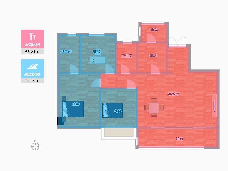 陕西省-西安市-招商雍景湾1号楼,3号楼139㎡-97.37-户型库-动静分区