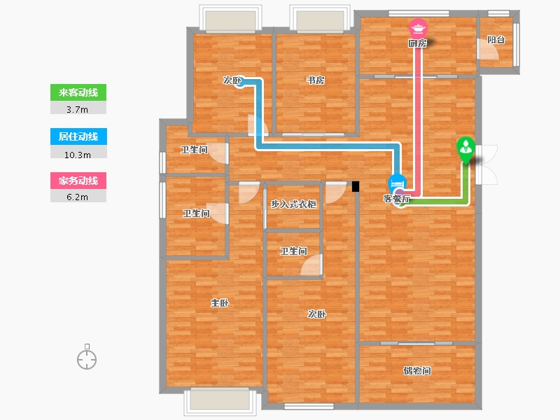 重庆-重庆市-星耀天地19幢,12幢146m²-153.68-户型库-动静线