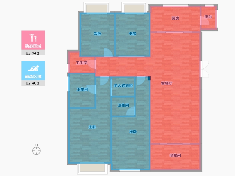 重庆-重庆市-星耀天地19幢,12幢146m²-153.68-户型库-动静分区