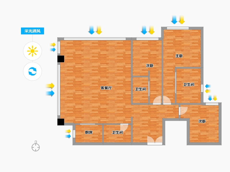 重庆-重庆市-星耀天地19幢110m²-135.51-户型库-采光通风