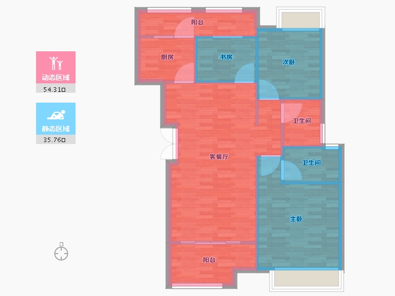 重庆-重庆市-荣安林语春风9A4号楼,13A8号楼82m²-82.00-户型库-动静分区