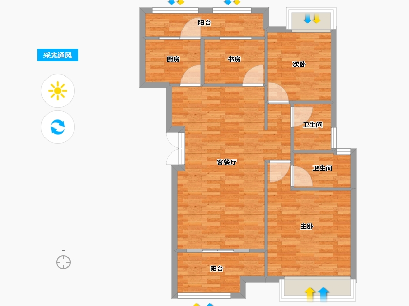 重庆-重庆市-荣安林语春风9A4号楼,13A8号楼82m²-82.00-户型库-采光通风