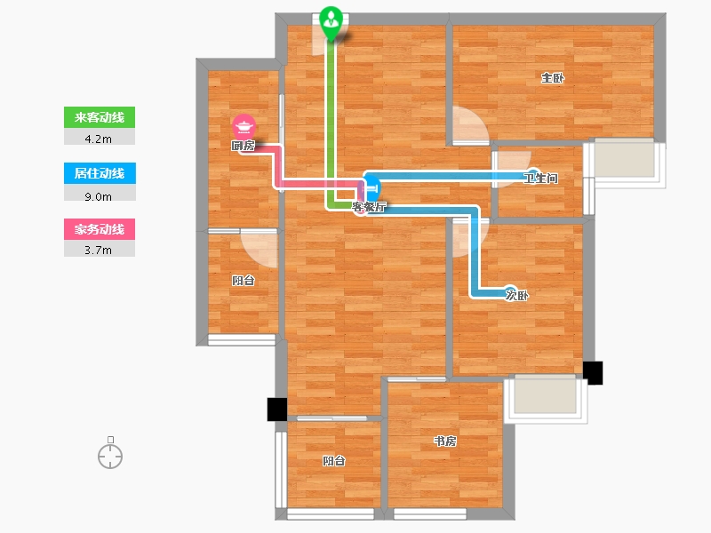 重庆-重庆市-荣安林语春风5A9号楼,2A12号楼,1A13号楼,1B1号楼72m²-71.35-户型库-动静线