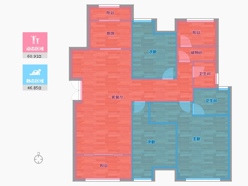 重庆-重庆市-荣安林语春风9A4号楼98m²-98.00-户型库-动静分区