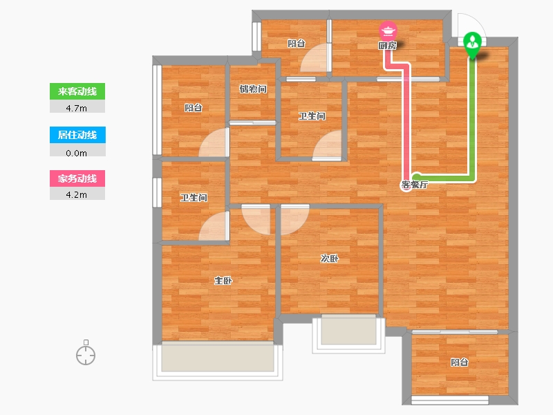 重庆-重庆市-荣安林语春风5A9号楼,2A12号楼,1A13号楼,1B1号楼77m²-77.19-户型库-动静线