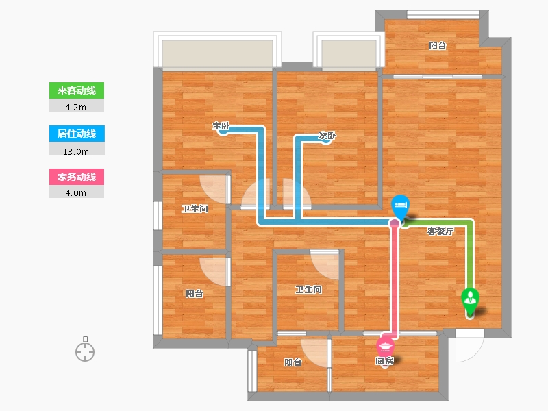 重庆-重庆市-荣安林语春风5A9号楼,2A12号楼,1A13号楼,1B1号楼73m²-73.00-户型库-动静线