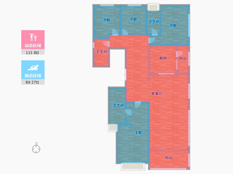 重庆-重庆市-星耀天地9幢184m²-183.70-户型库-动静分区