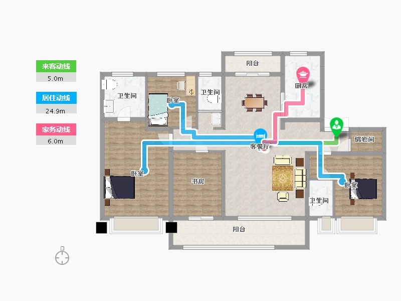 陕西省-西安市-碧桂园珑悦8号楼182㎡-144.50-户型库-动静线