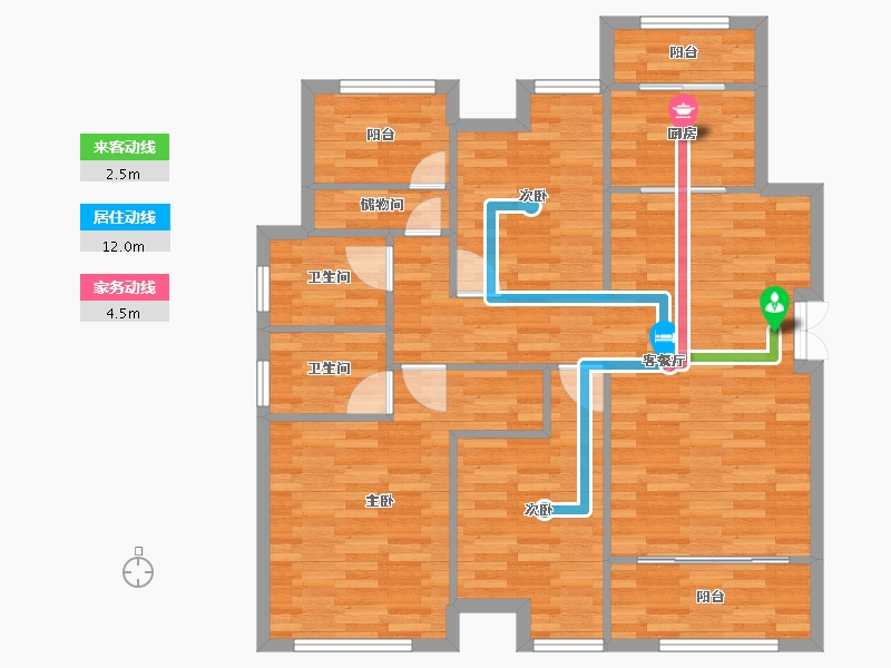 重庆-重庆市-荣安林语春风6A2号楼97m²-97.00-户型库-动静线