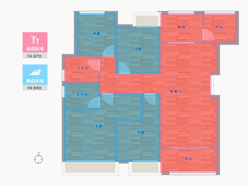 重庆-重庆市-荣安林语春风7A1号楼,6A2号楼,8A3号楼,12A5号楼,13A8号楼100m-97.30-户型库-动静分区