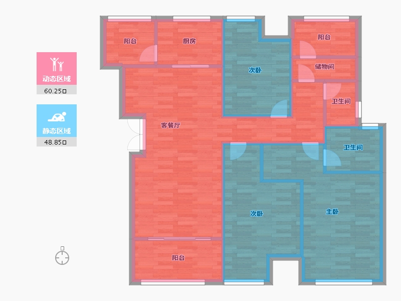 重庆-重庆市-荣安林语春风7A1号楼,6A2号楼,8A3号楼,9A4号楼99m²-99.00-户型库-动静分区