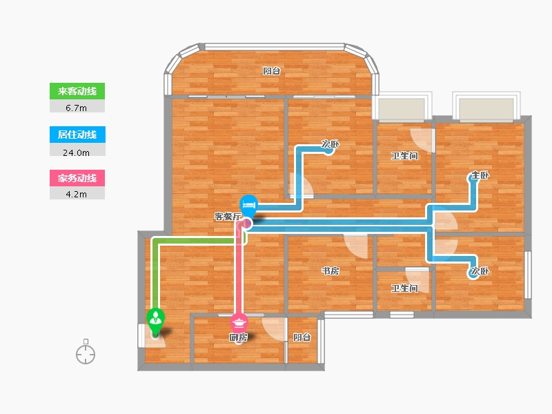 重庆-重庆市-卓越皇后道3号楼,4号楼104m²-104.21-户型库-动静线