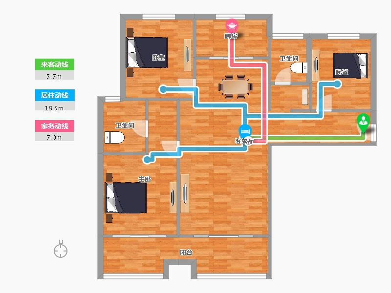 陕西省-西安市-万象湾三期3号楼130㎡-103.26-户型库-动静线