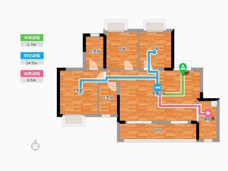 重庆-重庆市-中建瑾和城套内94m²-89.15-户型库-动静线