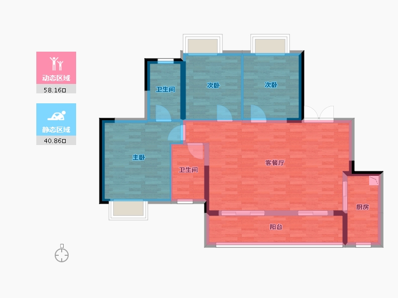 重庆-重庆市-中建瑾和城套内94m²-89.15-户型库-动静分区