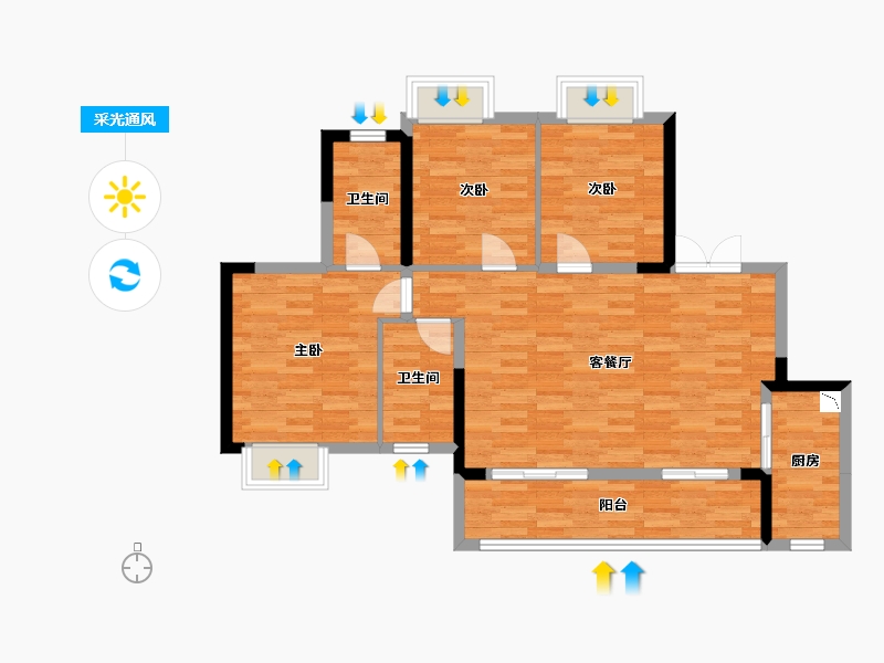 重庆-重庆市-中建瑾和城套内94m²-89.15-户型库-采光通风