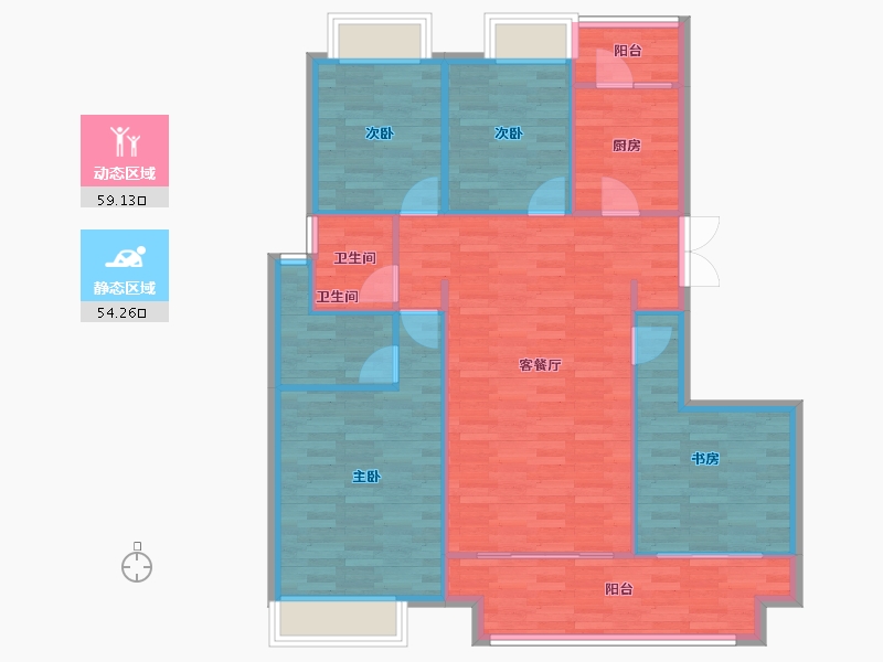 重庆-重庆市-卓越西麓九里K14-1号楼,K14-2号楼,K14-3号楼,K14-5号楼,K14--103.84-户型库-动静分区