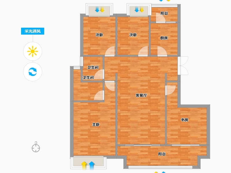 重庆-重庆市-卓越西麓九里K14-1号楼,K14-2号楼,K14-3号楼,K14-5号楼,K14--103.84-户型库-采光通风