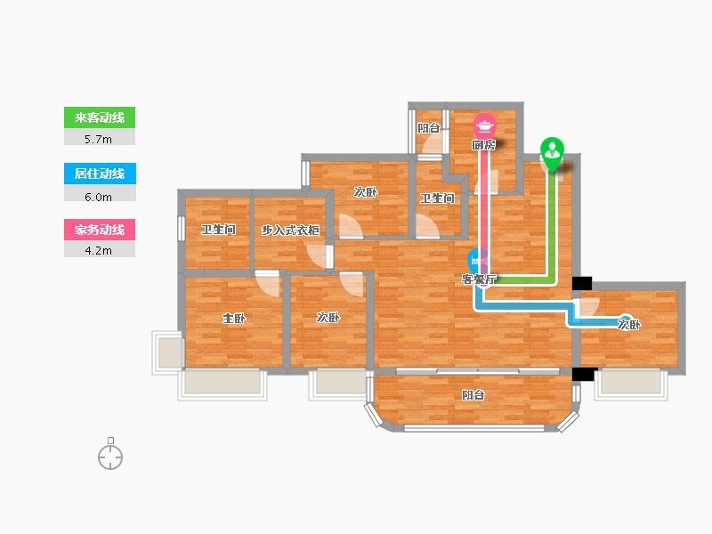 重庆-重庆市-卓越皇后道3号楼,4号楼115m²-98.42-户型库-动静线