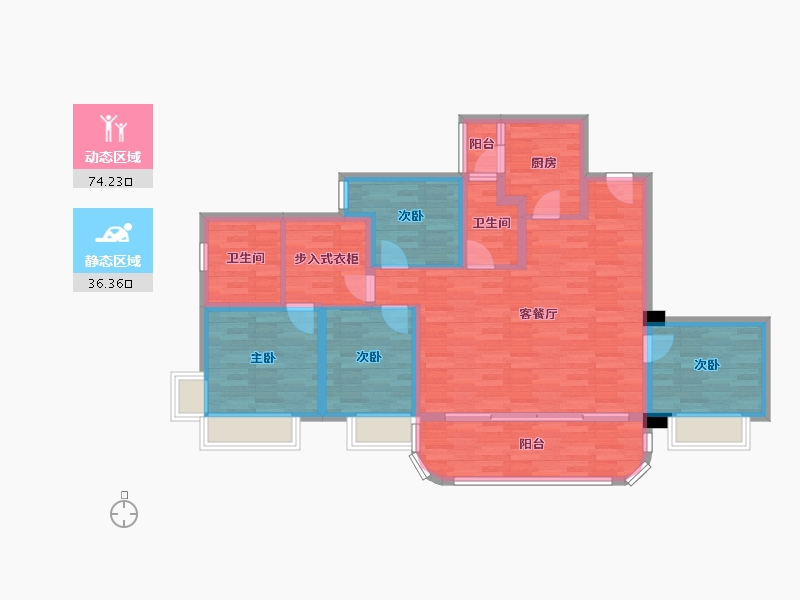 重庆-重庆市-卓越皇后道3号楼,4号楼115m²-98.42-户型库-动静分区