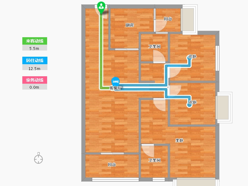 重庆-重庆市-重庆融创文旅城A01地块1栋,A01地块10栋套内86m²-83.27-户型库-动静线