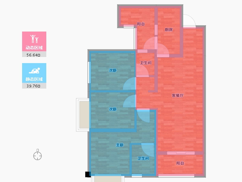 重庆-重庆市-重庆融创文旅城A01地块1栋,A01地块10栋套内89m²-85.10-户型库-动静分区