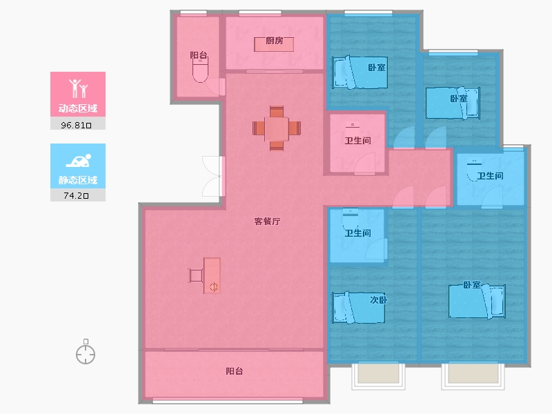 陕西省-西安市-清凉山樾9号楼,10号楼195m²-156.00-户型库-动静分区