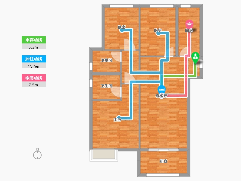 河南省-郑州市-正商生态城建面120m2-96.00-户型库-动静线