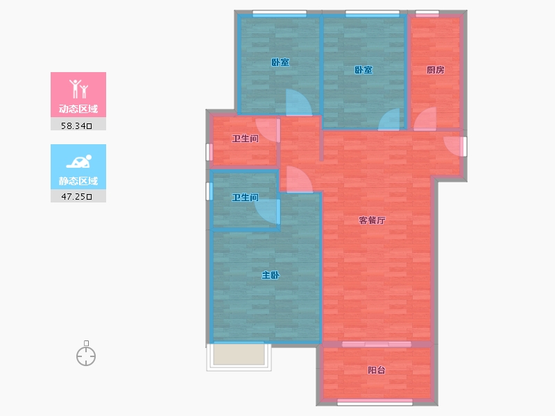 河南省-郑州市-正商生态城建面120m2-96.00-户型库-动静分区