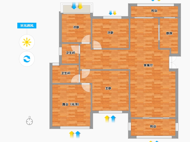 重庆-重庆市-琅樾江山106m²-117.15-户型库-采光通风