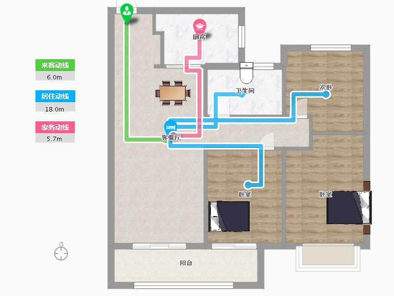 陕西省-西安市-南飞鸿十年城101m²-82.00-户型库-动静线