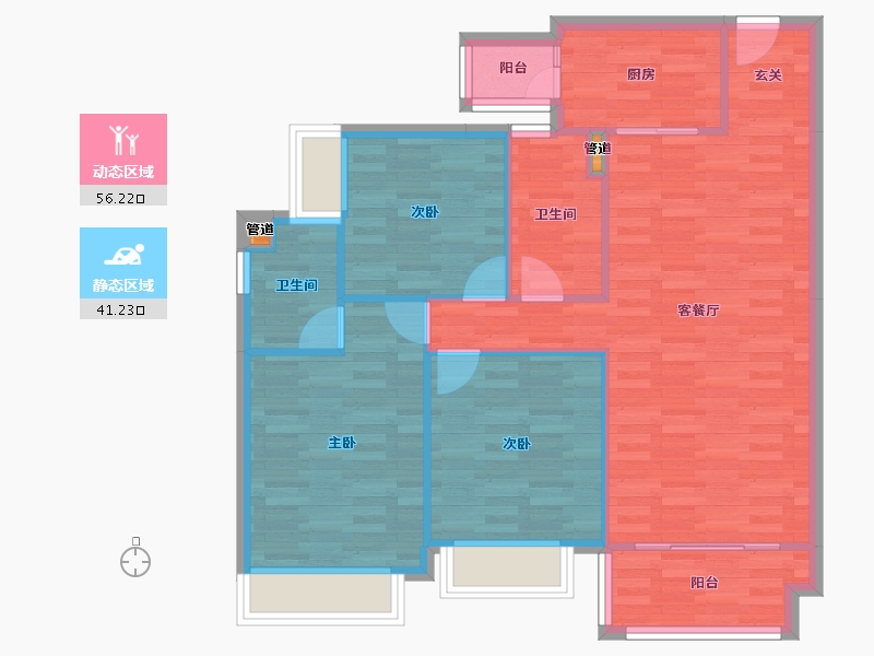 四川省-成都市-佳兆业悦府C1户型112m²-89.08-户型库-动静分区