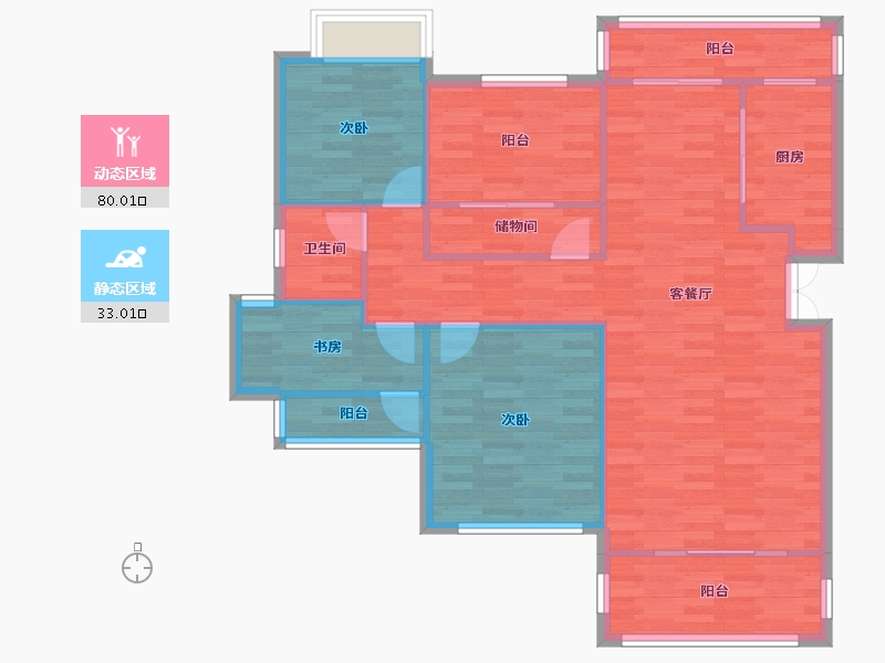 重庆-重庆市-琅樾江山92m²-103.11-户型库-动静分区