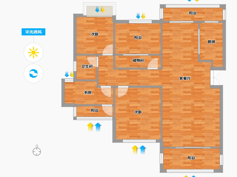 重庆-重庆市-琅樾江山92m²-103.11-户型库-采光通风