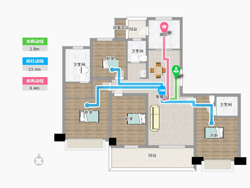 陕西省-西安市-奥园和悦府5,6,9,10号楼168㎡-135.26-户型库-动静线