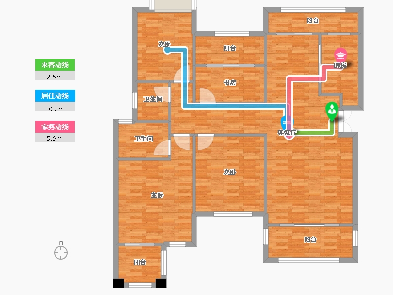 重庆-重庆市-琅樾江山119m²-123.76-户型库-动静线